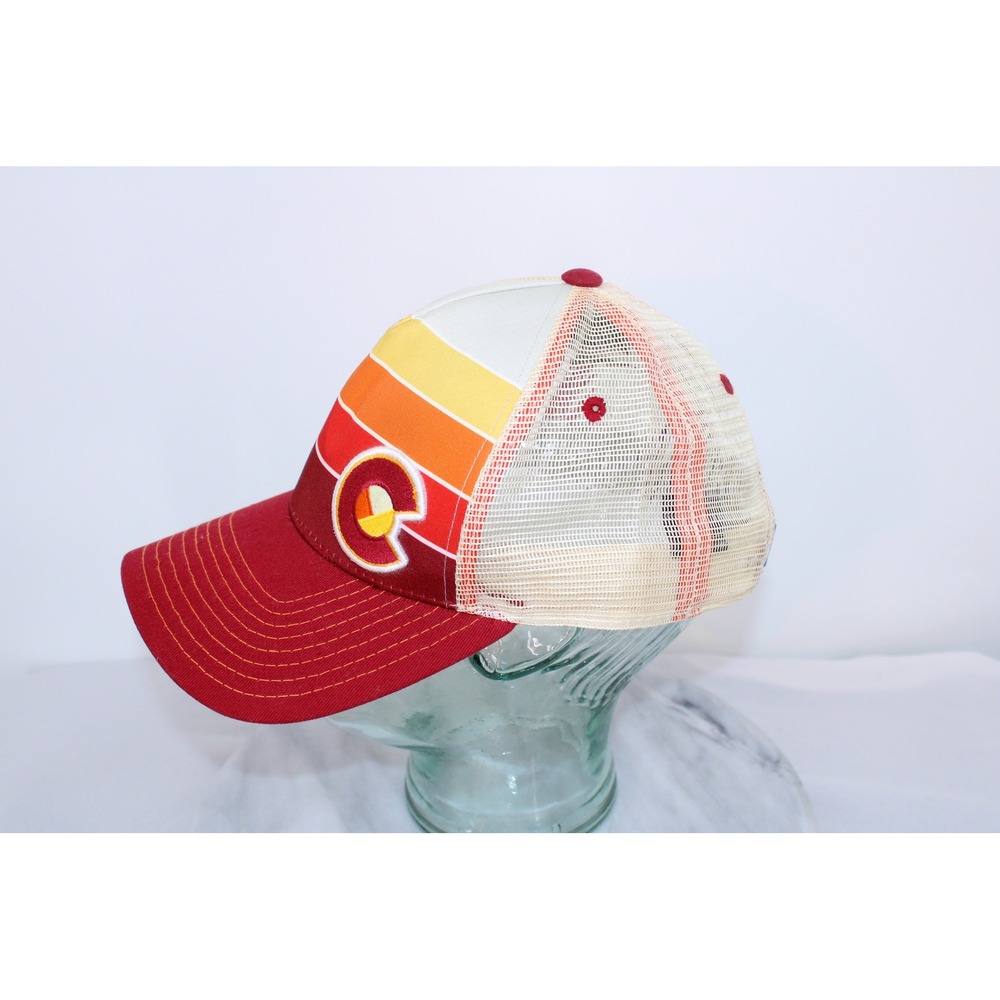 YoColorado Retro Sunset Stripe Mesh Trucker Hat Snapback Red Orange Small Fit